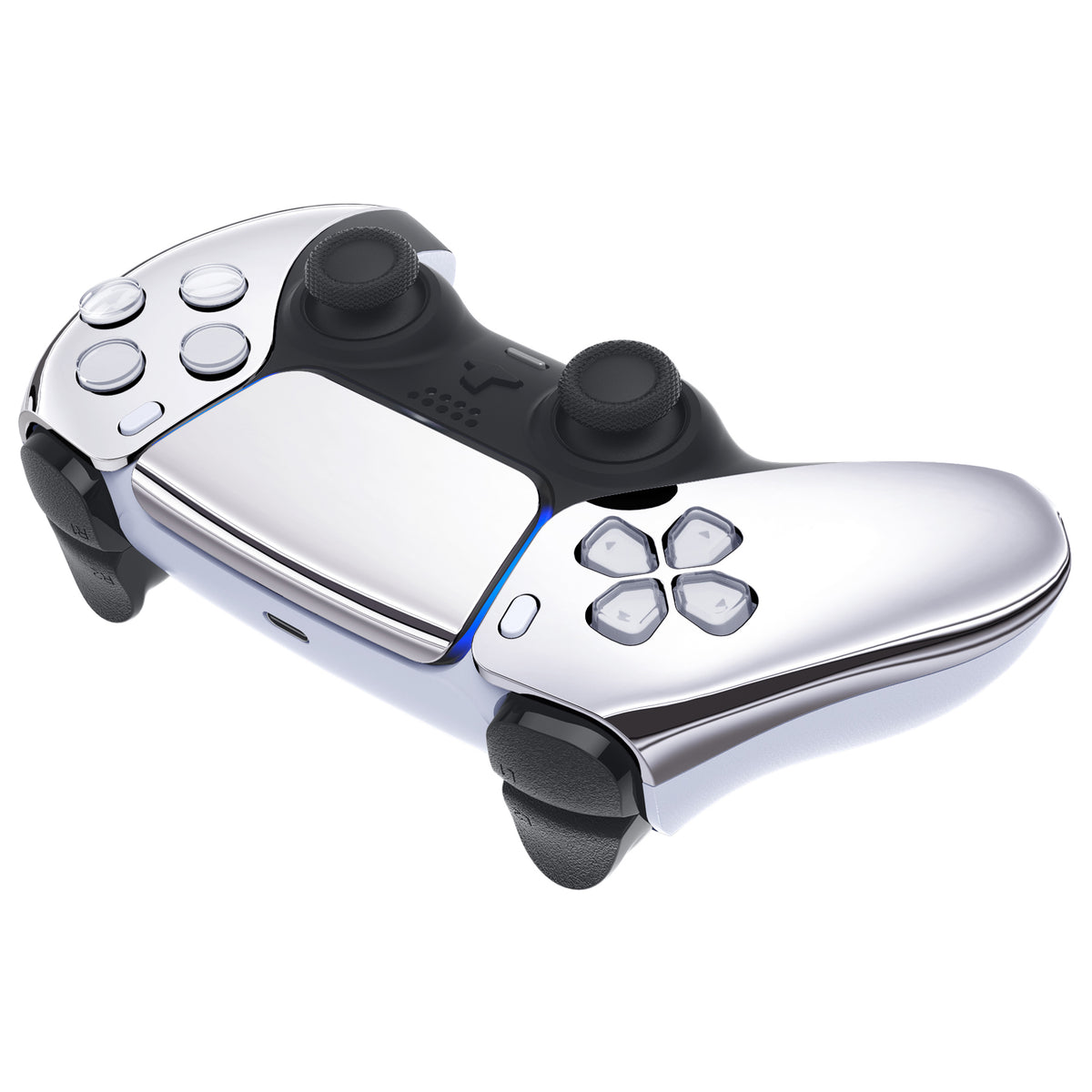 eXtremeRate Replacement Front Housing Shell with Touchpad Compatible with PS5 Controller BDM-010/020/030/040/050 - Chrome Silver