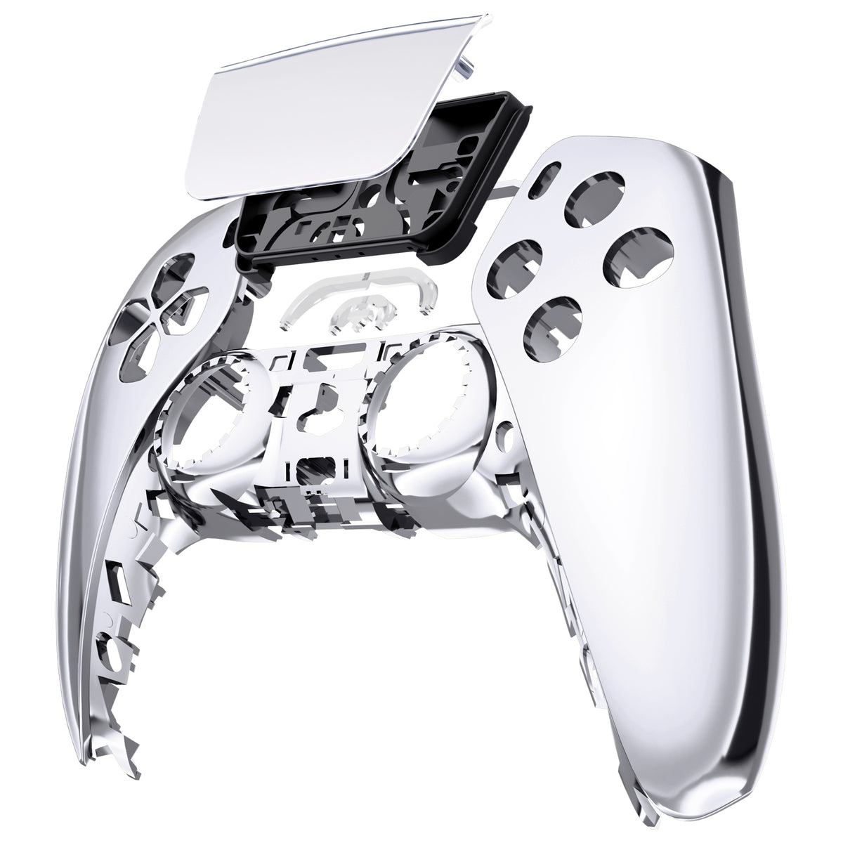 eXtremeRate Replacement Front Housing Shell with Touchpad Compatible with PS5 Controller BDM-010/020/030/040/050 - Chrome Silver
