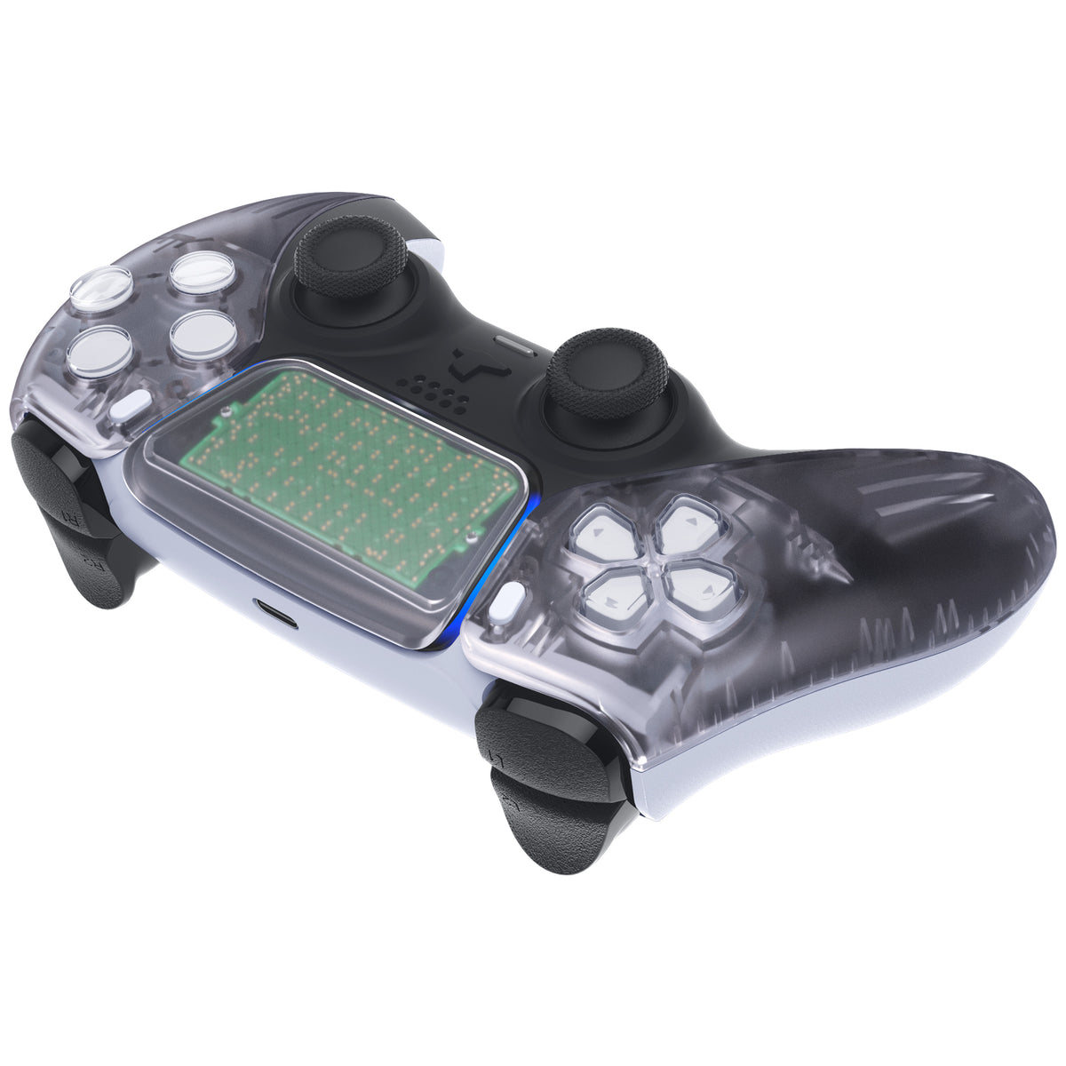 eXtremeRate Replacement Front Housing Shell with Touchpad Compatible with PS5 Controller BDM-010/020/030/040/050 - Clear