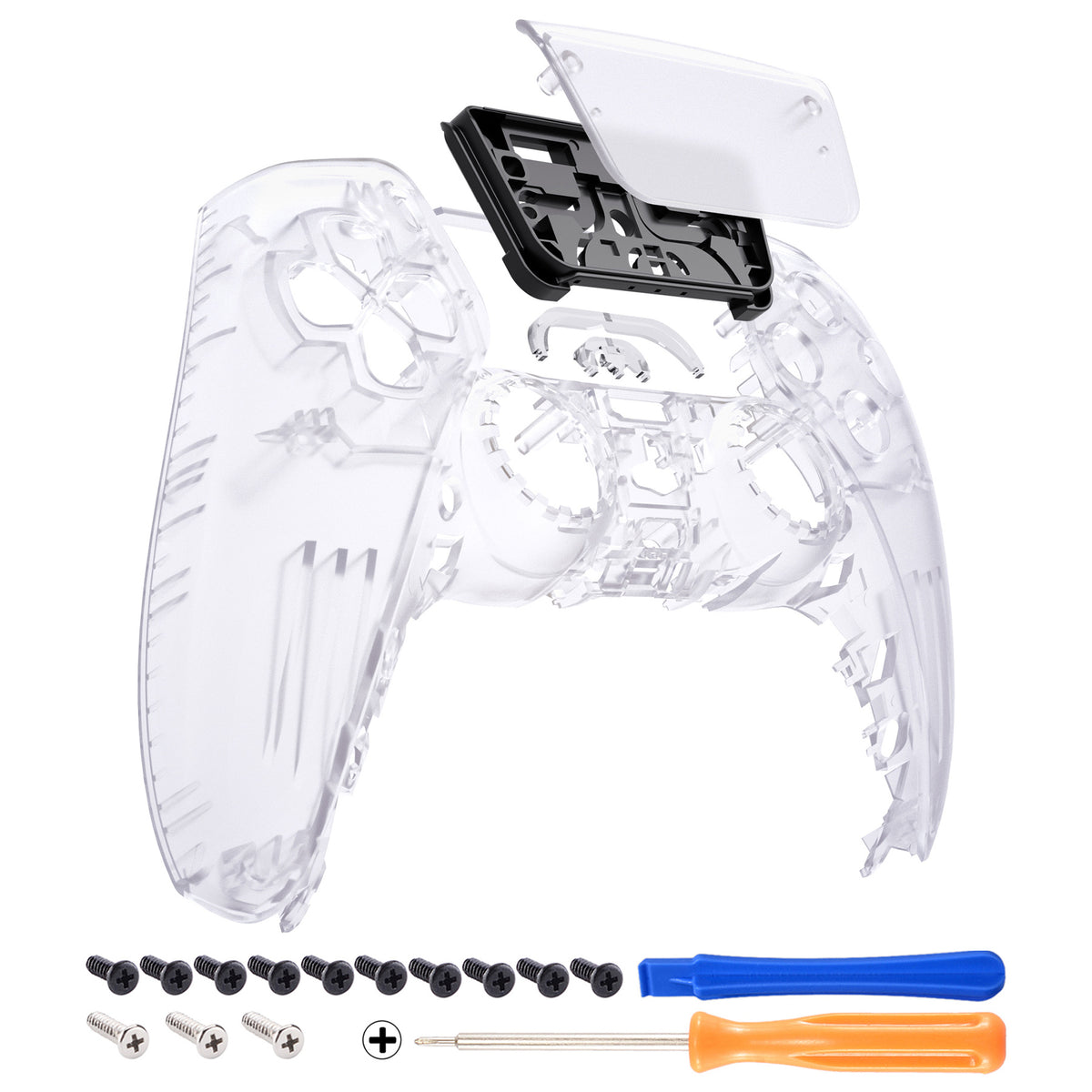 eXtremeRate Replacement Front Housing Shell with Touchpad Compatible with PS5 Controller BDM-010/020/030/040/050 - Clear