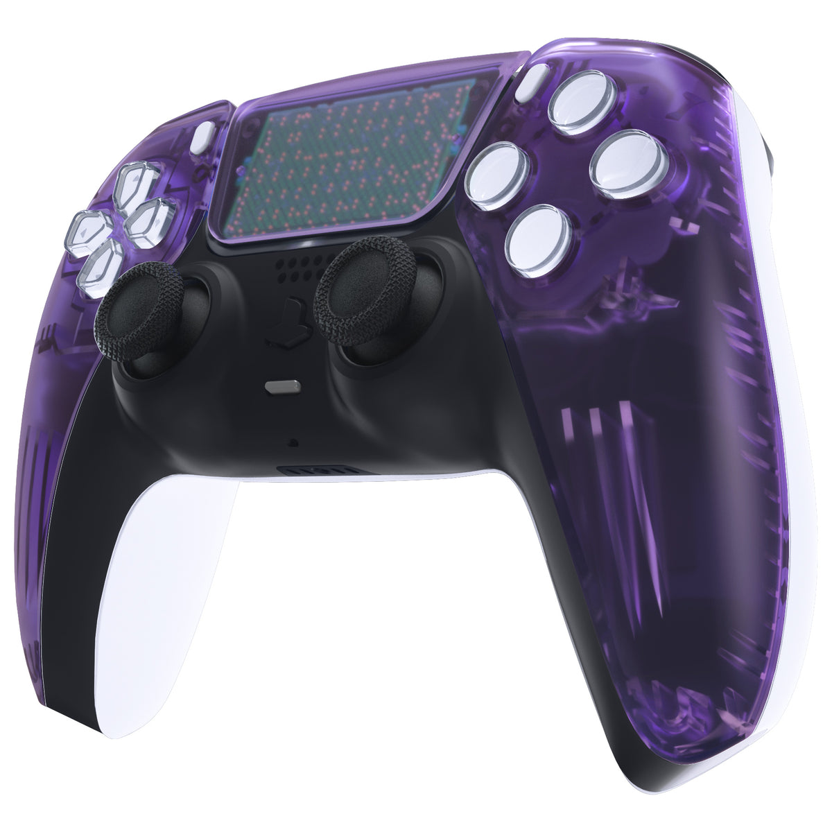 eXtremeRate Replacement Front Housing Shell with Touchpad Compatible with PS5 Controller BDM-010/020/030/040/050 - Clear Atomic Purple