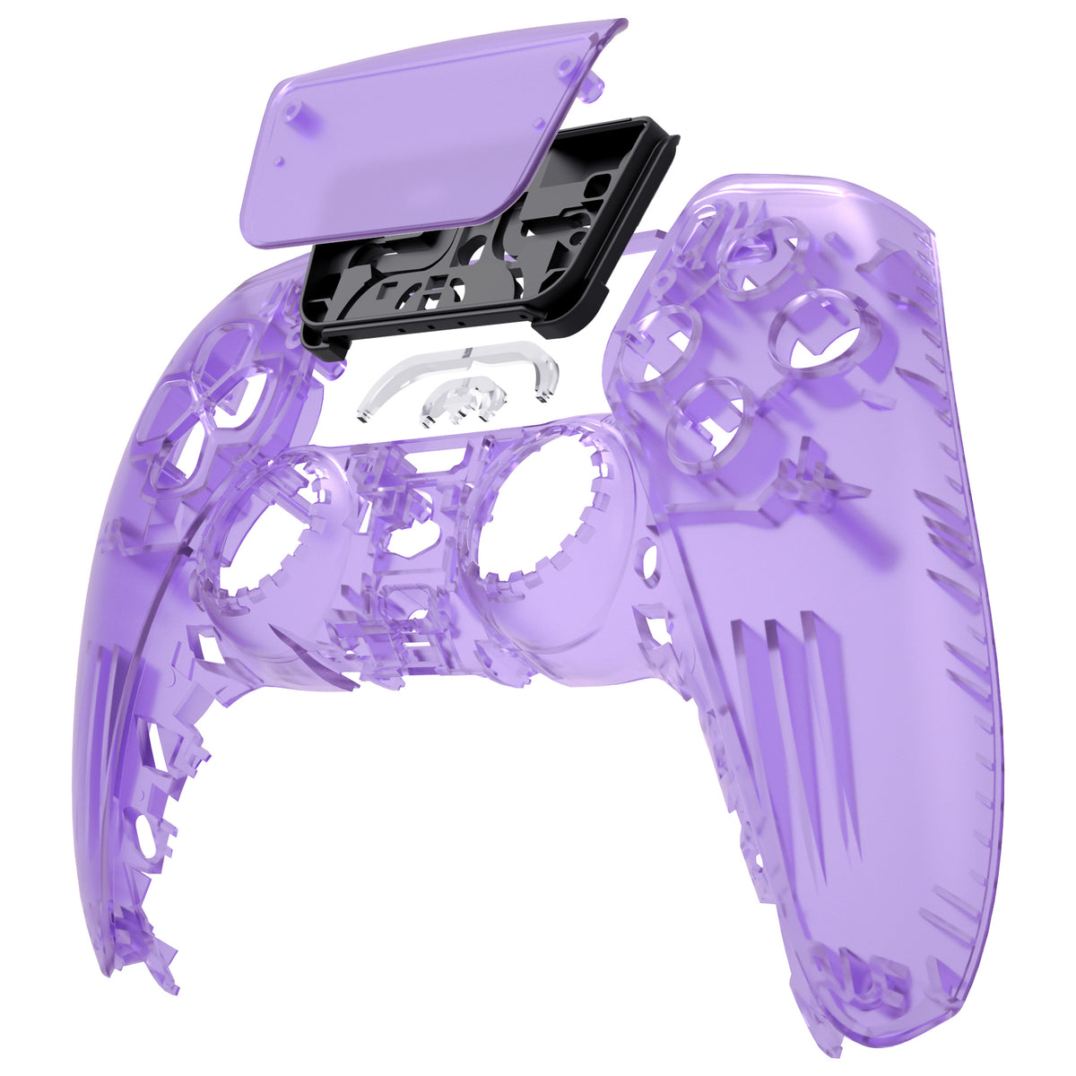 eXtremeRate Replacement Front Housing Shell with Touchpad Compatible with PS5 Controller BDM-010/020/030/040/050 - Clear Atomic Purple
