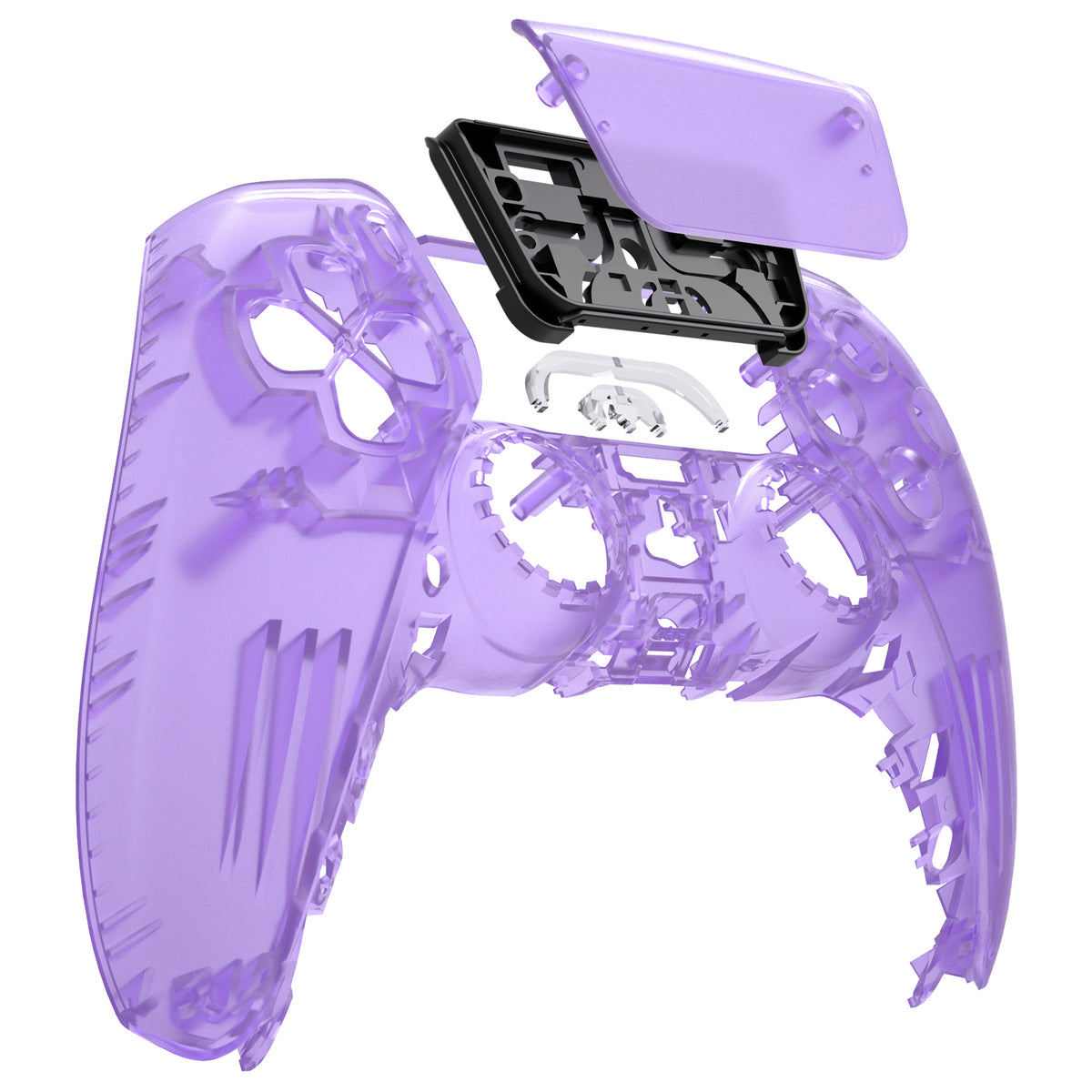eXtremeRate Replacement Front Housing Shell with Touchpad Compatible with PS5 Controller BDM-010/020/030/040/050 - Clear Atomic Purple