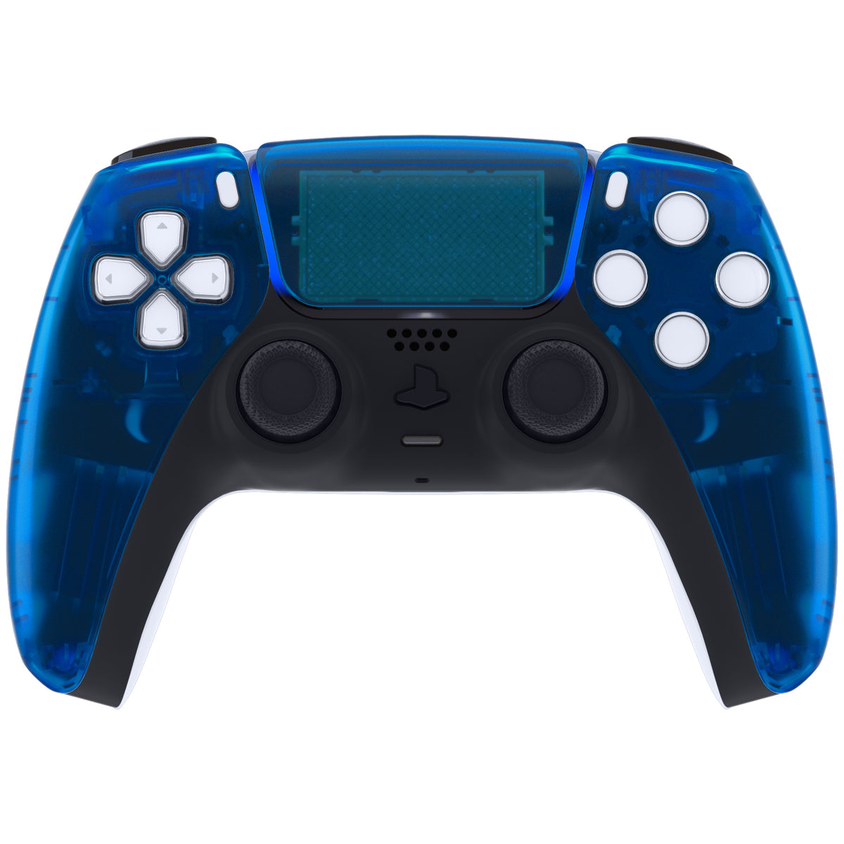 eXtremeRate Replacement Front Housing Shell with Touchpad Compatible with PS5 Controller BDM-010/020/030/040/050 - Clear Blue