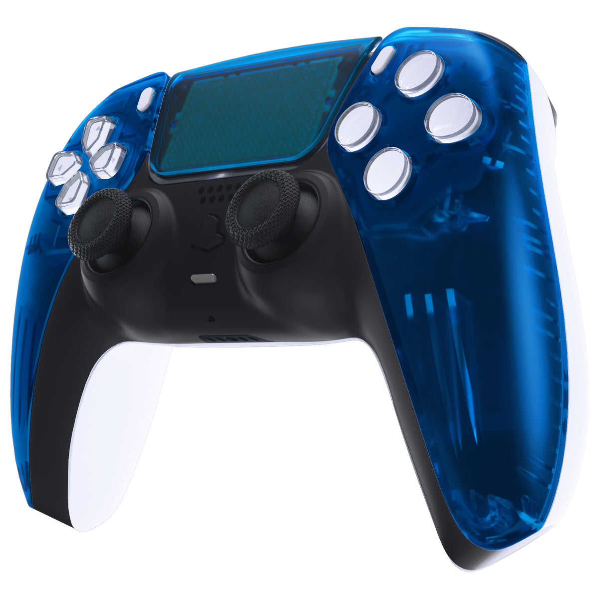 eXtremeRate Replacement Front Housing Shell with Touchpad Compatible with PS5 Controller BDM-010/020/030/040/050 - Clear Blue