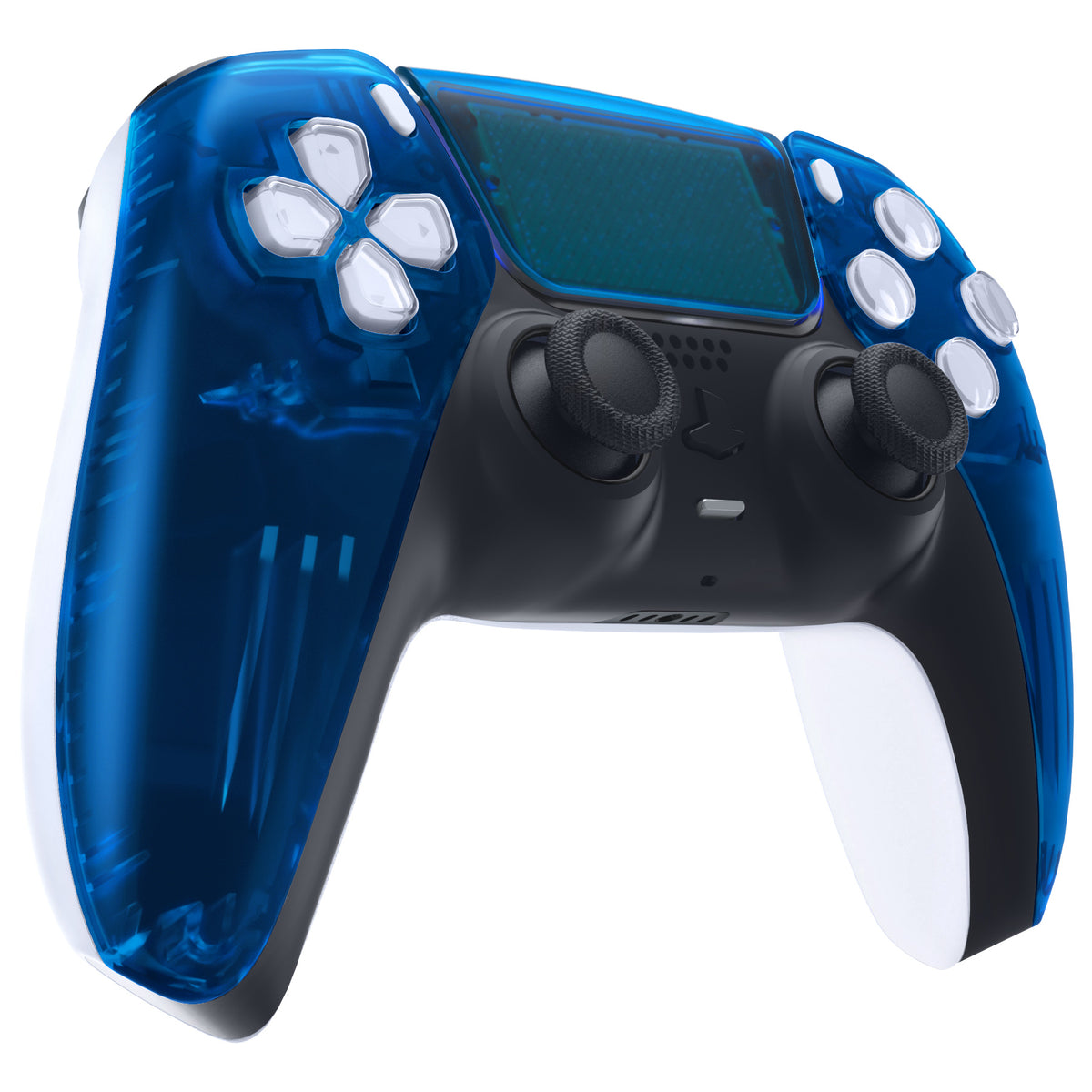 eXtremeRate Replacement Front Housing Shell with Touchpad Compatible with PS5 Controller BDM-010/020/030/040/050 - Clear Blue