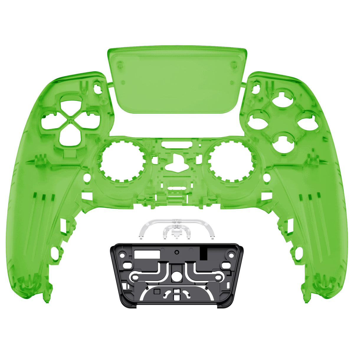 eXtremeRate Replacement Front Housing Shell with Touchpad Compatible with PS5 Controller BDM-010/020/030/040/050 - Clear Green