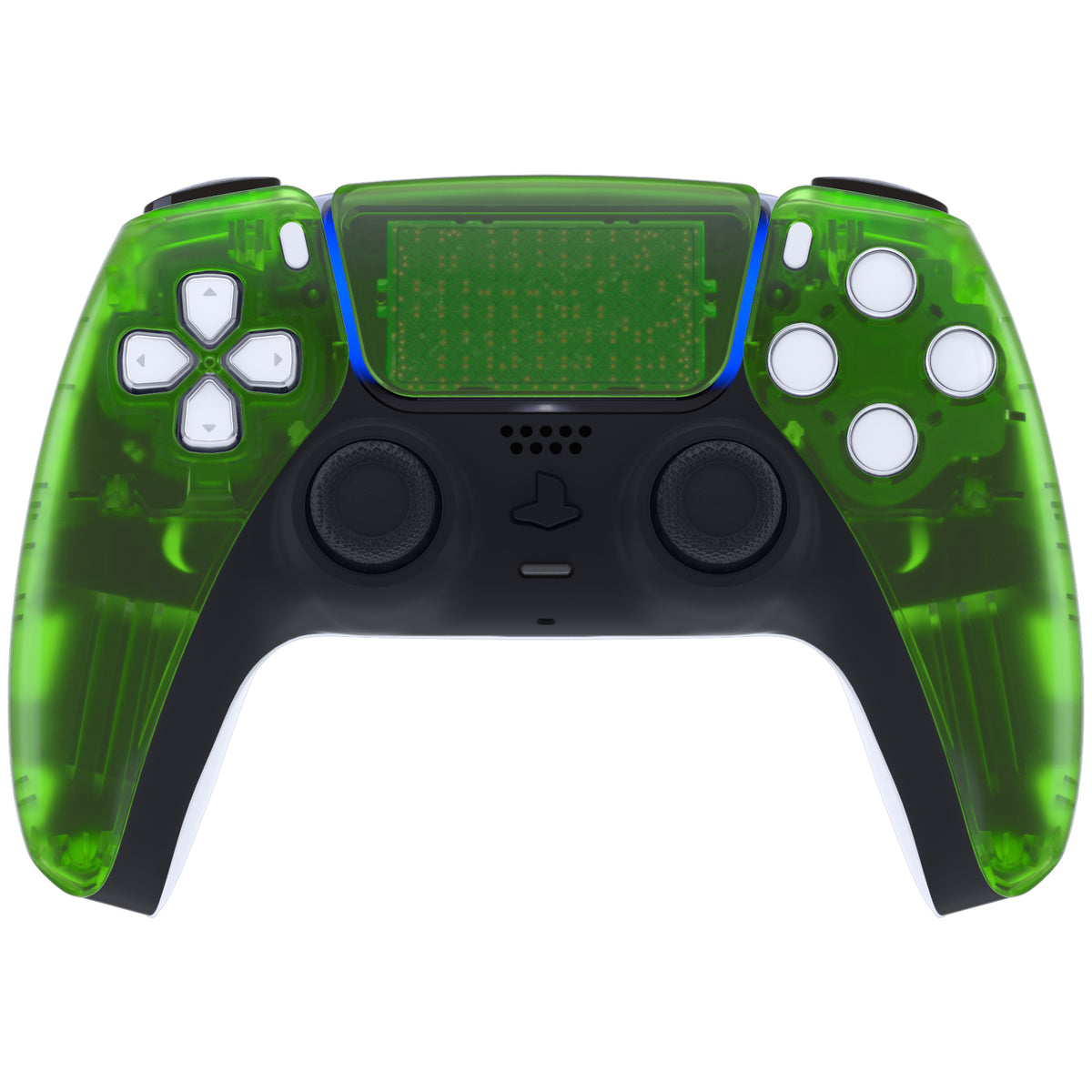 eXtremeRate Replacement Front Housing Shell with Touchpad Compatible with PS5 Controller BDM-010/020/030/040/050 - Clear Green