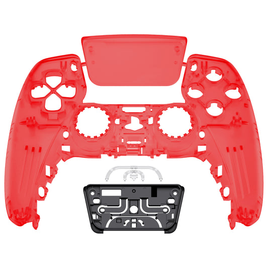 eXtremeRate Replacement Front Housing Shell with Touchpad Compatible with PS5 Controller BDM-010/020/030/040/050 - Clear Red