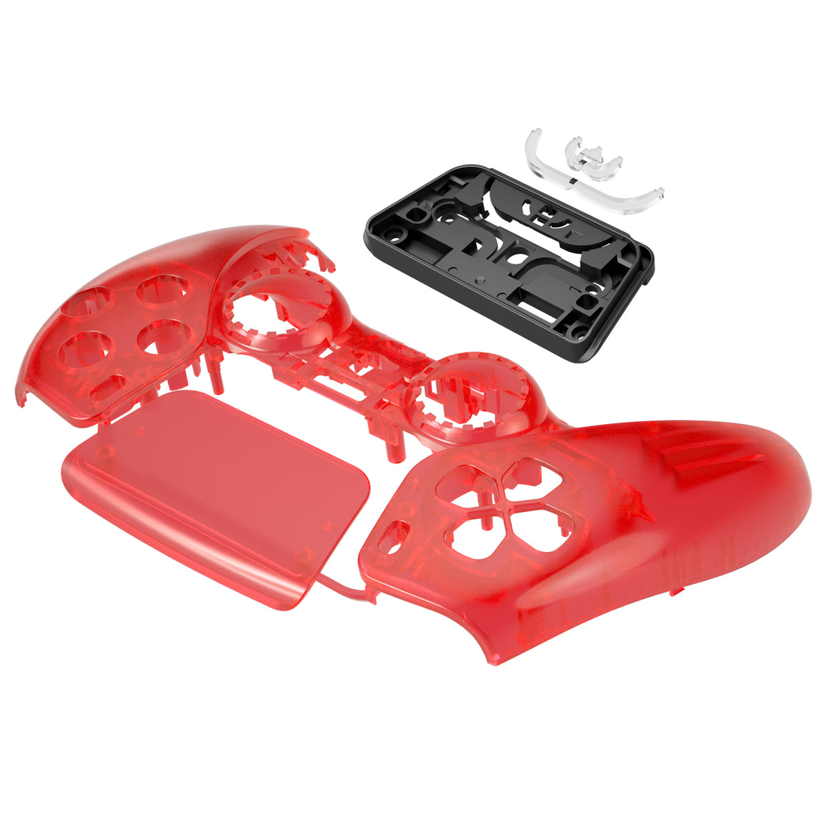 eXtremeRate Replacement Front Housing Shell with Touchpad Compatible with PS5 Controller BDM-010/020/030/040/050 - Clear Red