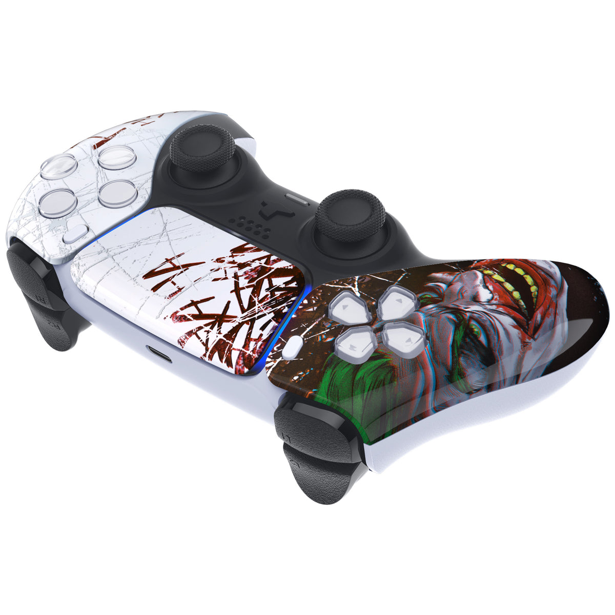 eXtremeRate Replacement Front Housing Shell with Touchpad Compatible with PS5 Controller BDM-010/020/030/040/050/060 - Clown HAHAHA