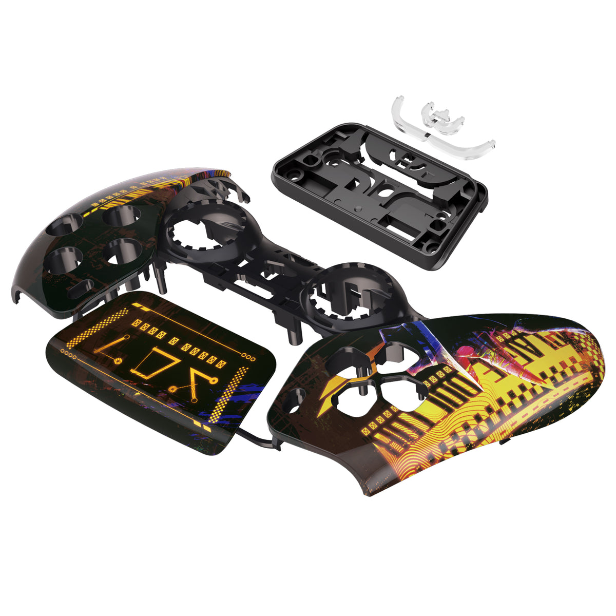 eXtremeRate Replacement Front Housing Shell with Touchpad Compatible with PS5 Controller BDM-010/020/030/040/050 - Cyber Plague