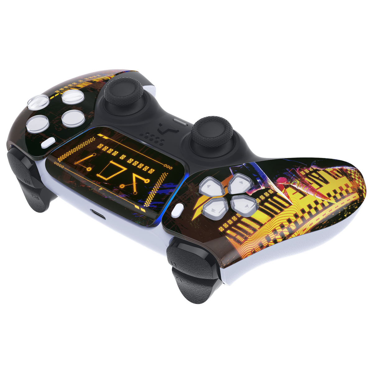 eXtremeRate Replacement Front Housing Shell with Touchpad Compatible with PS5 Controller BDM-010/020/030/040/050 - Cyber Plague