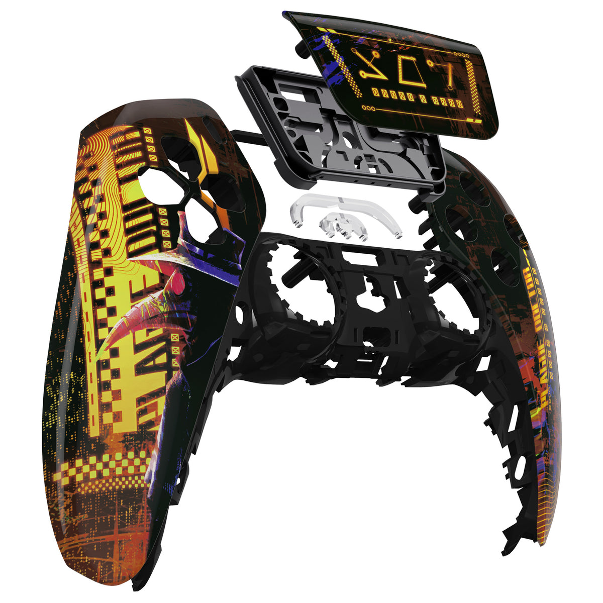 eXtremeRate Replacement Front Housing Shell with Touchpad Compatible with PS5 Controller BDM-010/020/030/040/050 - Cyber Plague