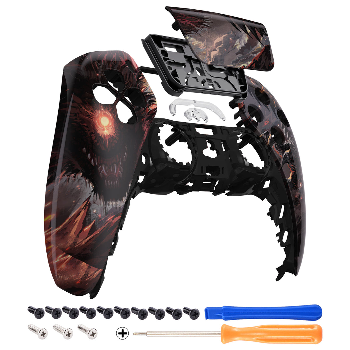 eXtremeRate Replacement Front Housing Shell with Touchpad Compatible with PS5 Controller BDM-010/020/030/040/050 - Cyclops Dragon