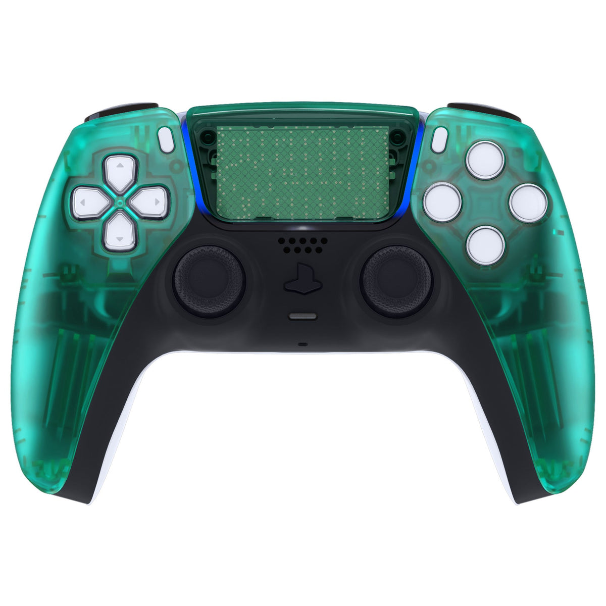 eXtremeRate Replacement Front Housing Shell with Touchpad Compatible with PS5 Controller BDM-010/020/030/040/050 - Emerald Green eXtremeRate