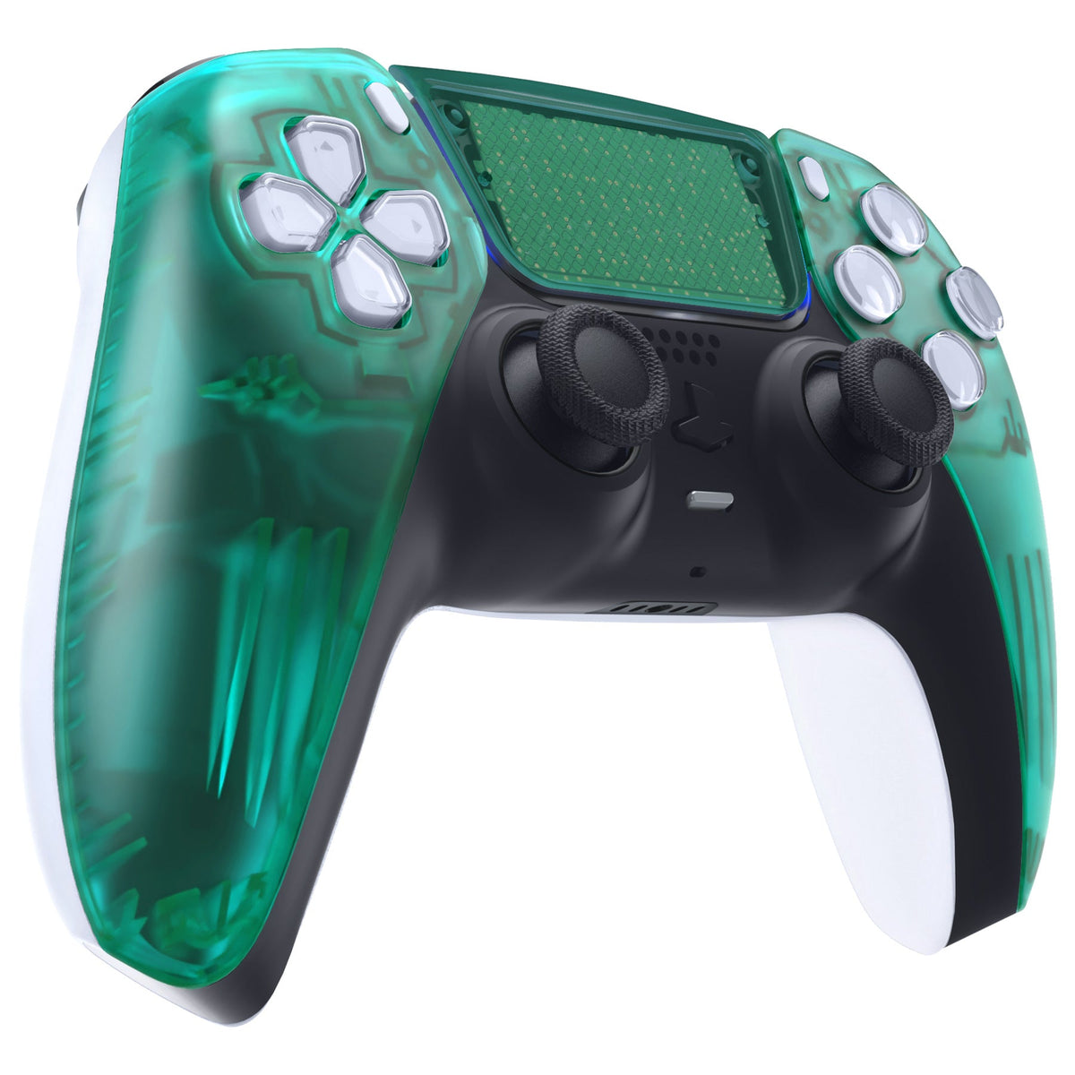 eXtremeRate Replacement Front Housing Shell with Touchpad Compatible with PS5 Controller BDM-010/020/030/040/050 - Emerald Green eXtremeRate