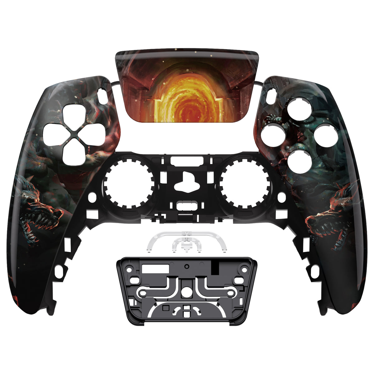 eXtremeRate Replacement Front Housing Shell with Touchpad Compatible with PS5 Controller BDM-010/020/030/040/050 - Entrance of Hell