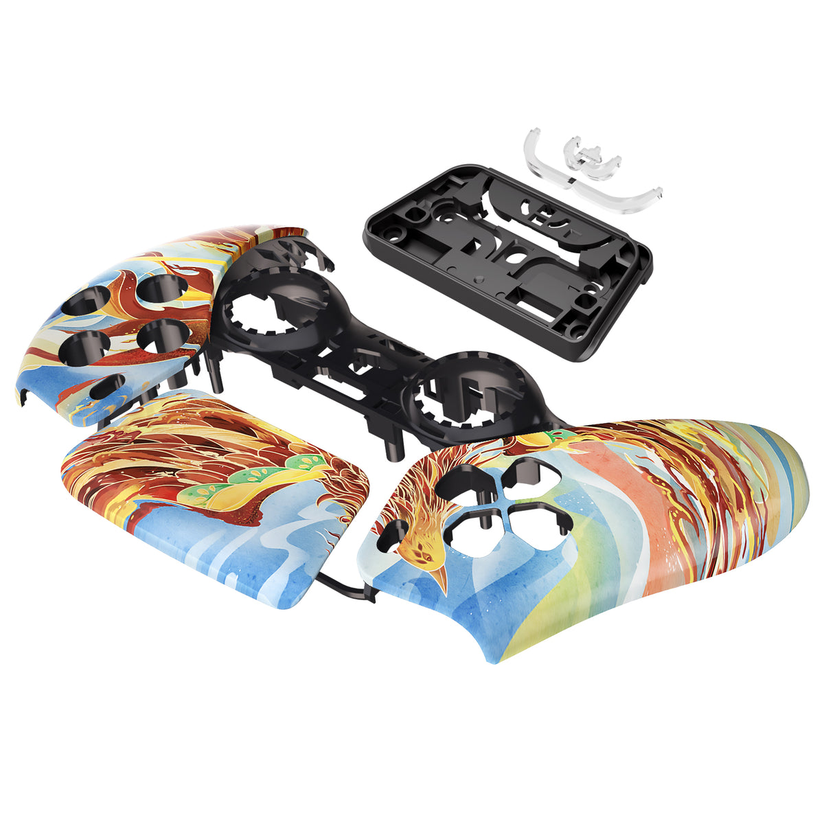 eXtremeRate Replacement Front Housing Shell with Touchpad Compatible with PS5 Controller BDM-010/020/030/040/050 - Fire Phoenix