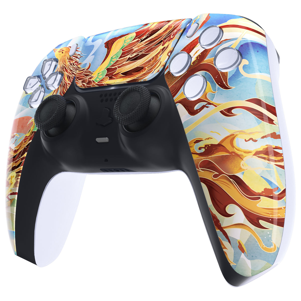 eXtremeRate Replacement Front Housing Shell with Touchpad Compatible with PS5 Controller BDM-010/020/030/040/050 - Fire Phoenix