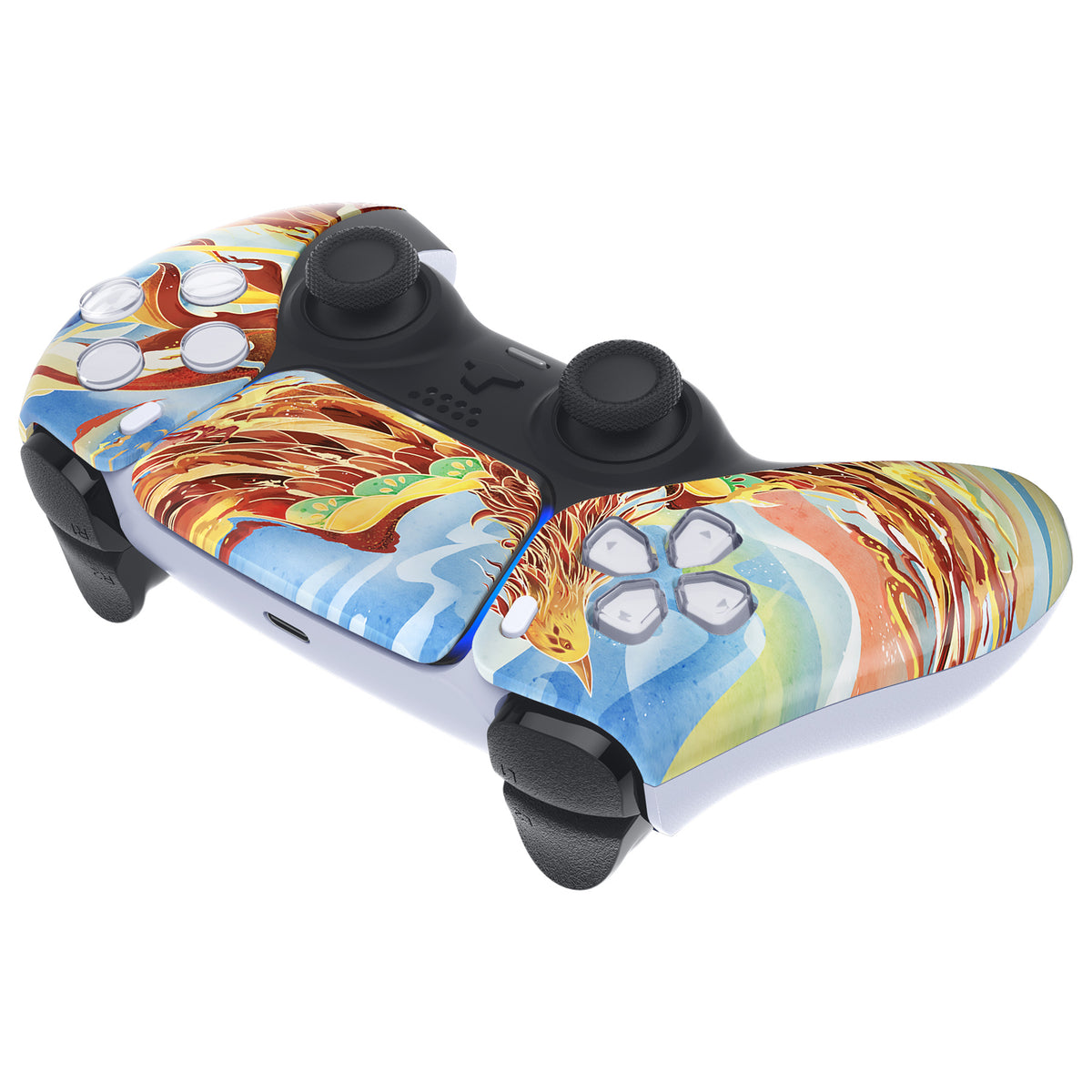 eXtremeRate Replacement Front Housing Shell with Touchpad Compatible with PS5 Controller BDM-010/020/030/040/050 - Fire Phoenix