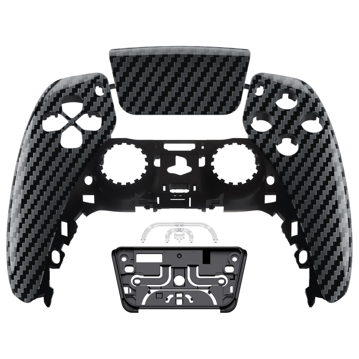 eXtremeRate Replacement Front Housing Shell with Touchpad Compatible with PS5 Controller BDM-010/020/030/040/050/060 - Graphite Carbon Fiber