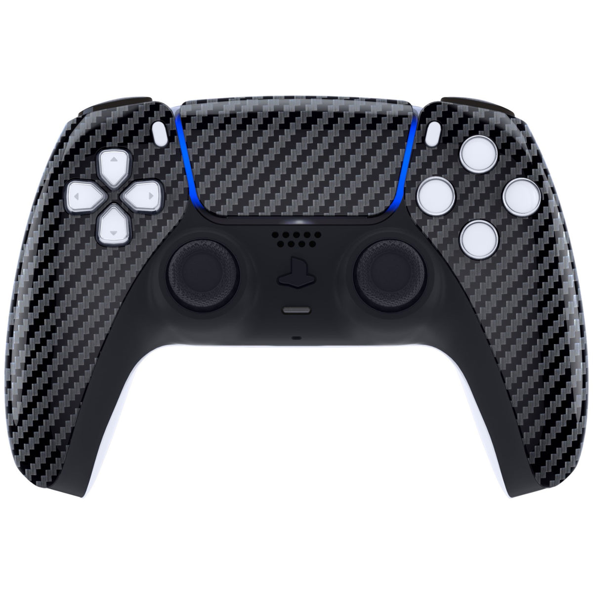 eXtremeRate Replacement Front Housing Shell with Touchpad Compatible with PS5 Controller BDM-010/020/030/040/050/060 - Graphite Carbon Fiber