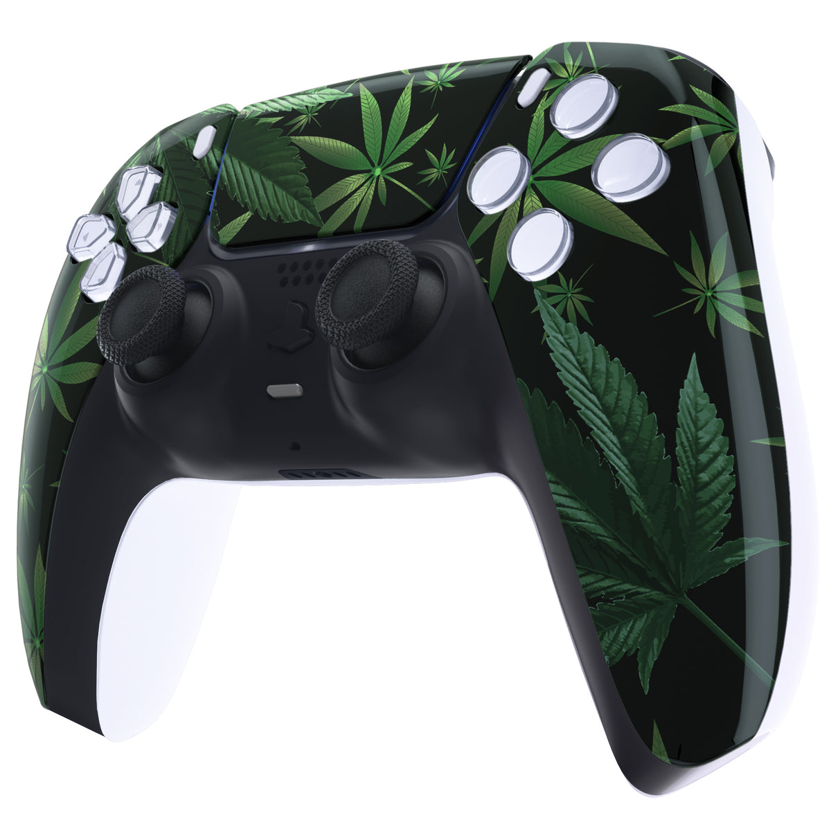 eXtremeRate Replacement Front Housing Shell with Touchpad Compatible with PS5 Controller BDM-010/020/030/040/050/060 - Green Weeds