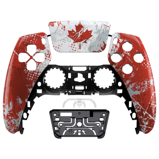eXtremeRate Replacement Front Housing Shell with Touchpad Compatible with PS5 Controller BDM-010/020/030/040/050 - Impression Canada Flag