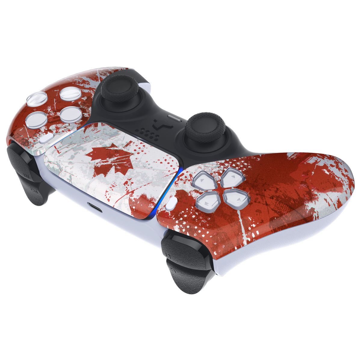 eXtremeRate Replacement Front Housing Shell with Touchpad Compatible with PS5 Controller BDM-010/020/030/040/050 - Impression Canada Flag