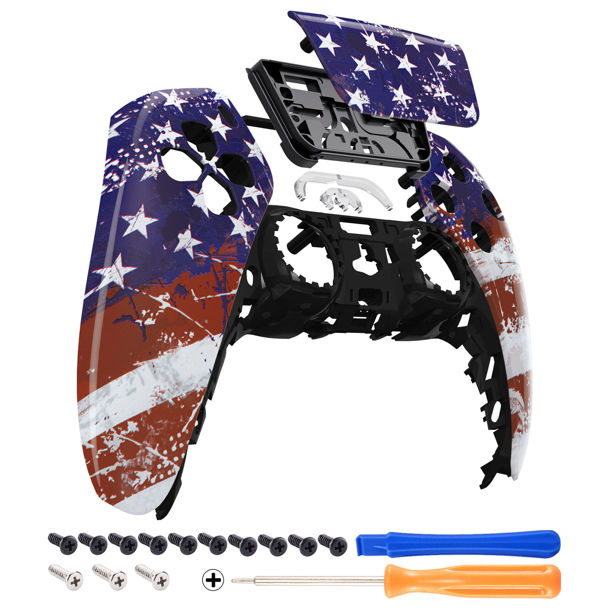 eXtremeRate Replacement Front Housing Shell with Touchpad Compatible with PS5 Controller BDM-010/020/030/040/050 - Impression US Flag
