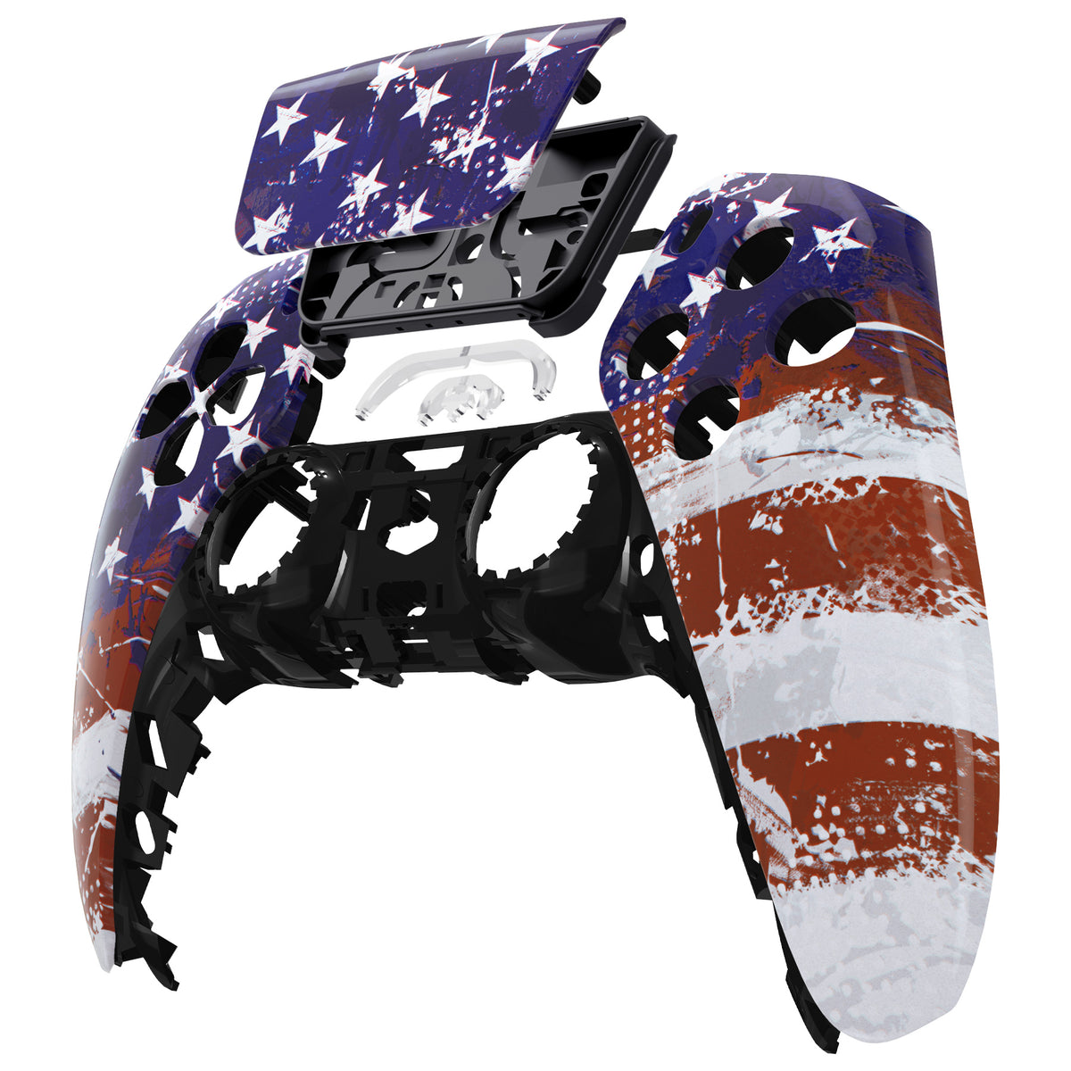 eXtremeRate Replacement Front Housing Shell with Touchpad Compatible with PS5 Controller BDM-010/020/030/040/050 - Impression US Flag