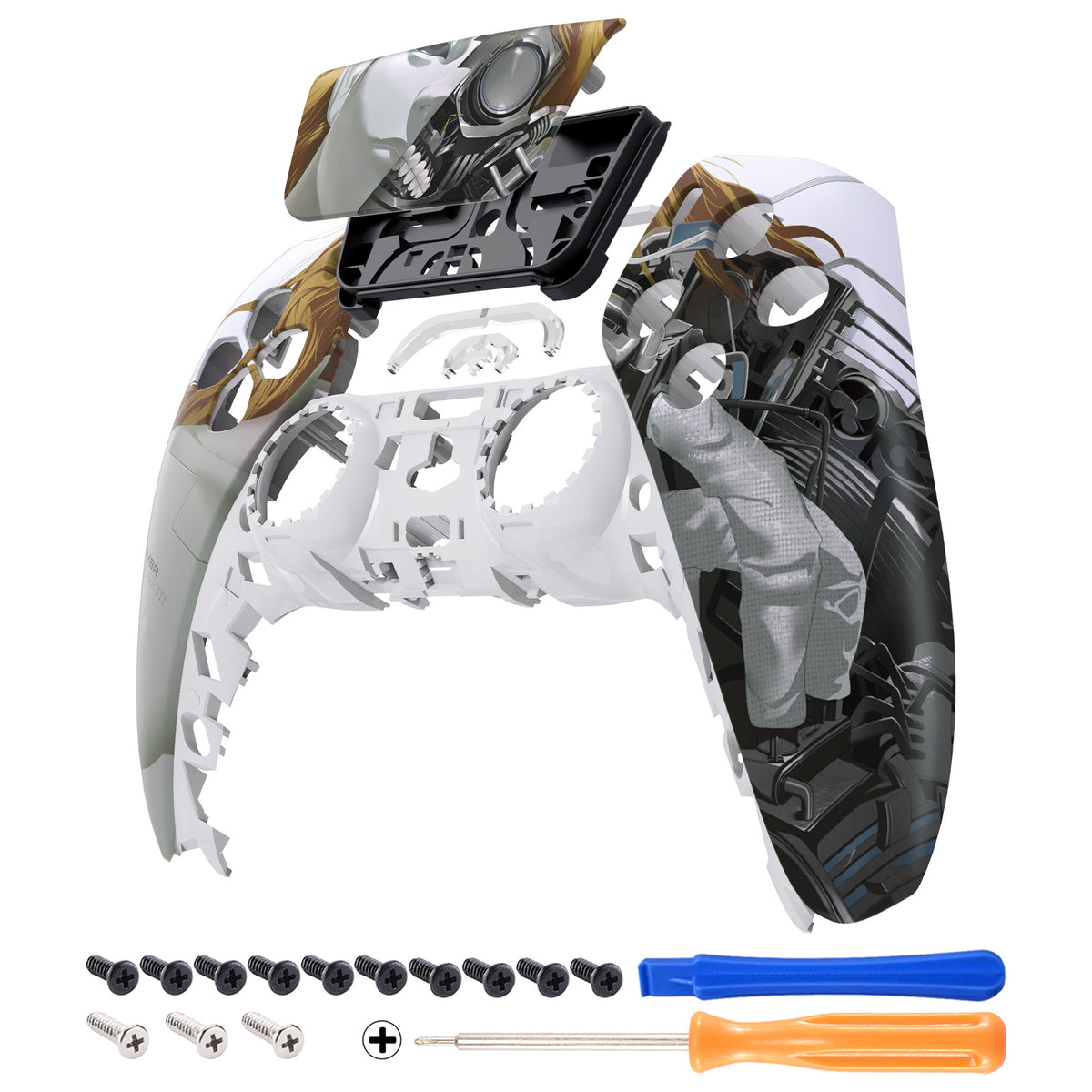 eXtremeRate Replacement Front Housing Shell with Touchpad Compatible with PS5 Controller BDM-010/020/030/040/050 - Mamba Assassin Bot III