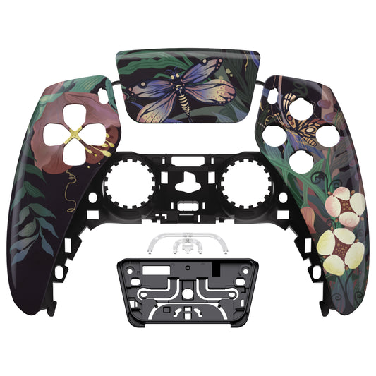 eXtremeRate Replacement Front Housing Shell with Touchpad Compatible with PS5 Controller BDM-010/020/030/040/050 - Mysterious Garden