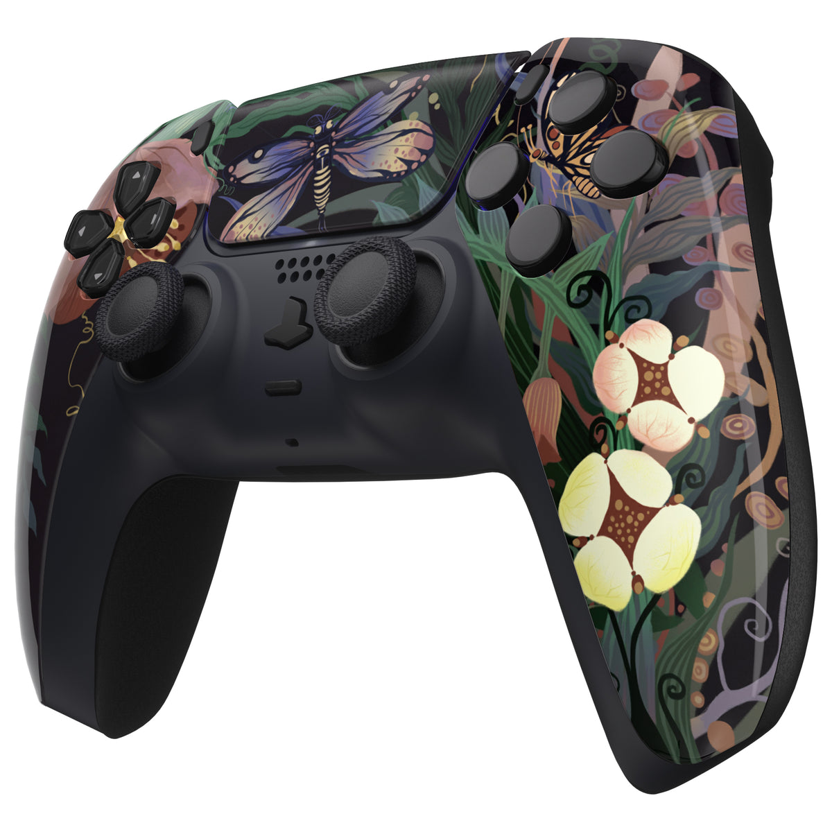 eXtremeRate Replacement Front Housing Shell with Touchpad Compatible with PS5 Controller BDM-010/020/030/040/050 - Mysterious Garden