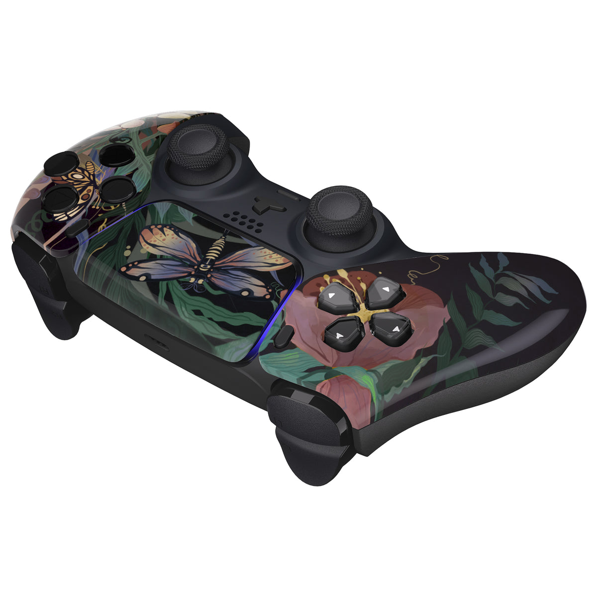 eXtremeRate Replacement Front Housing Shell with Touchpad Compatible with PS5 Controller BDM-010/020/030/040/050 - Mysterious Garden