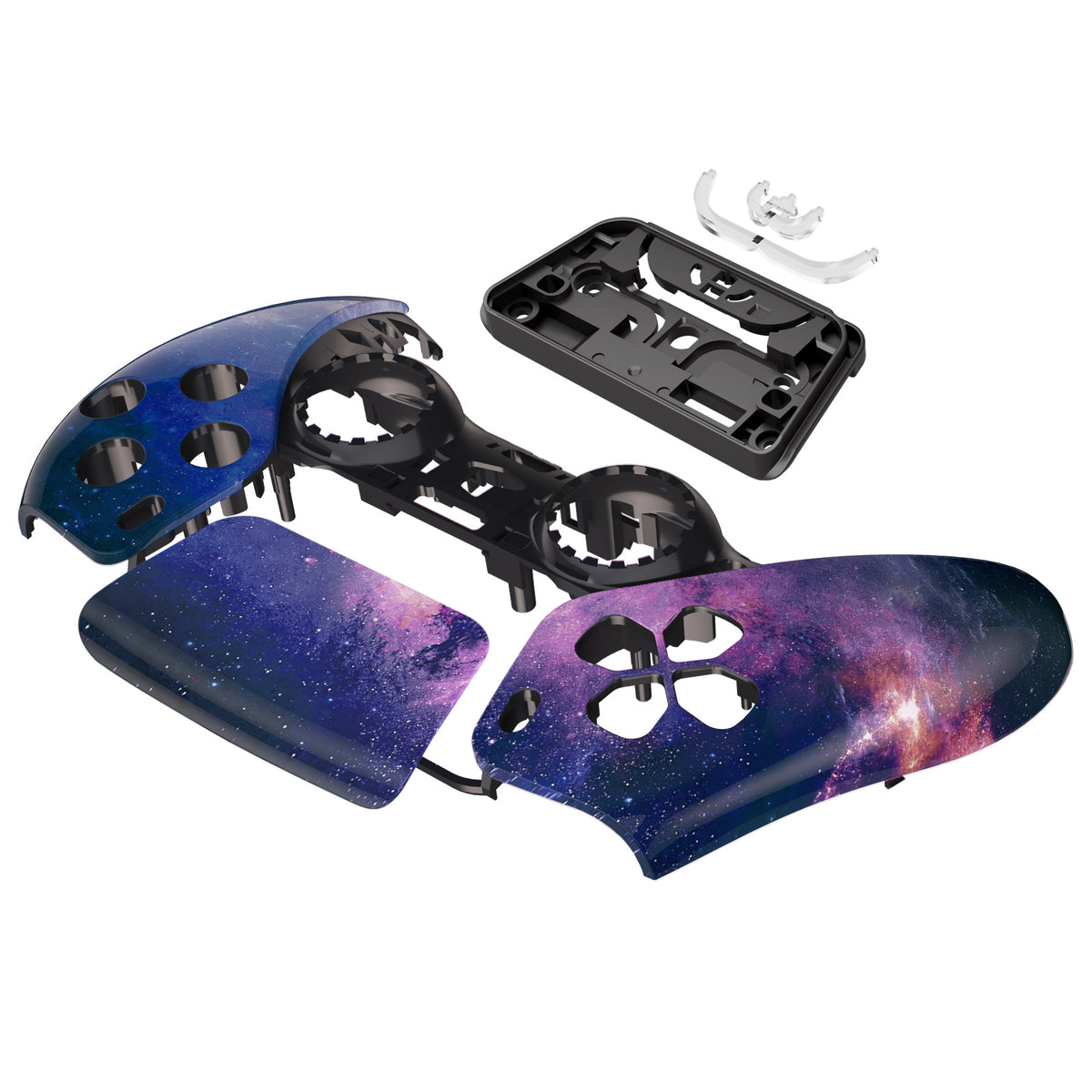 eXtremeRate Replacement Front Housing Shell with Touchpad Compatible with PS5 Controller BDM-010/020/030/040/050/060 - Nebula Galaxy