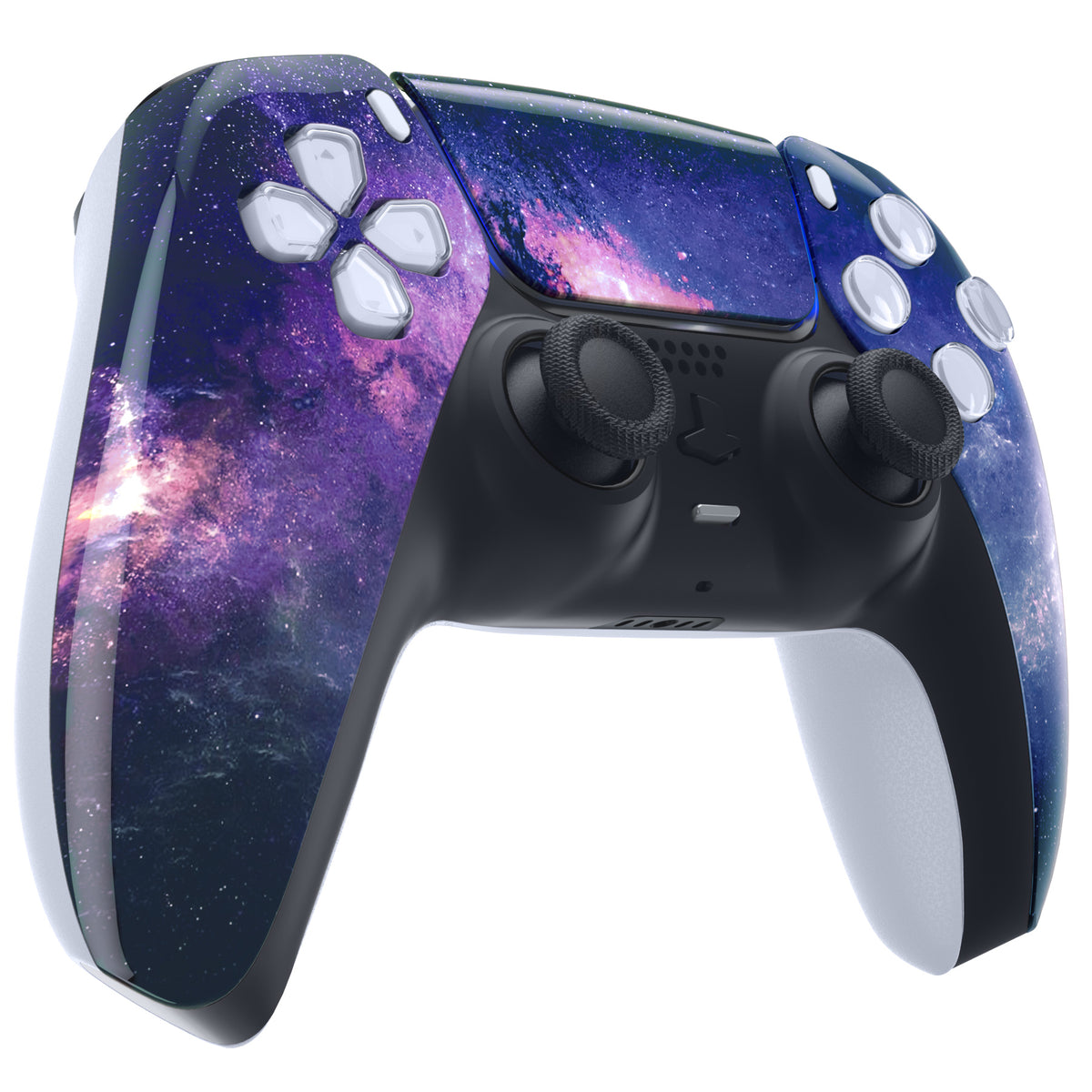 eXtremeRate Replacement Front Housing Shell with Touchpad Compatible with PS5 Controller BDM-010/020/030/040/050/060 - Nebula Galaxy