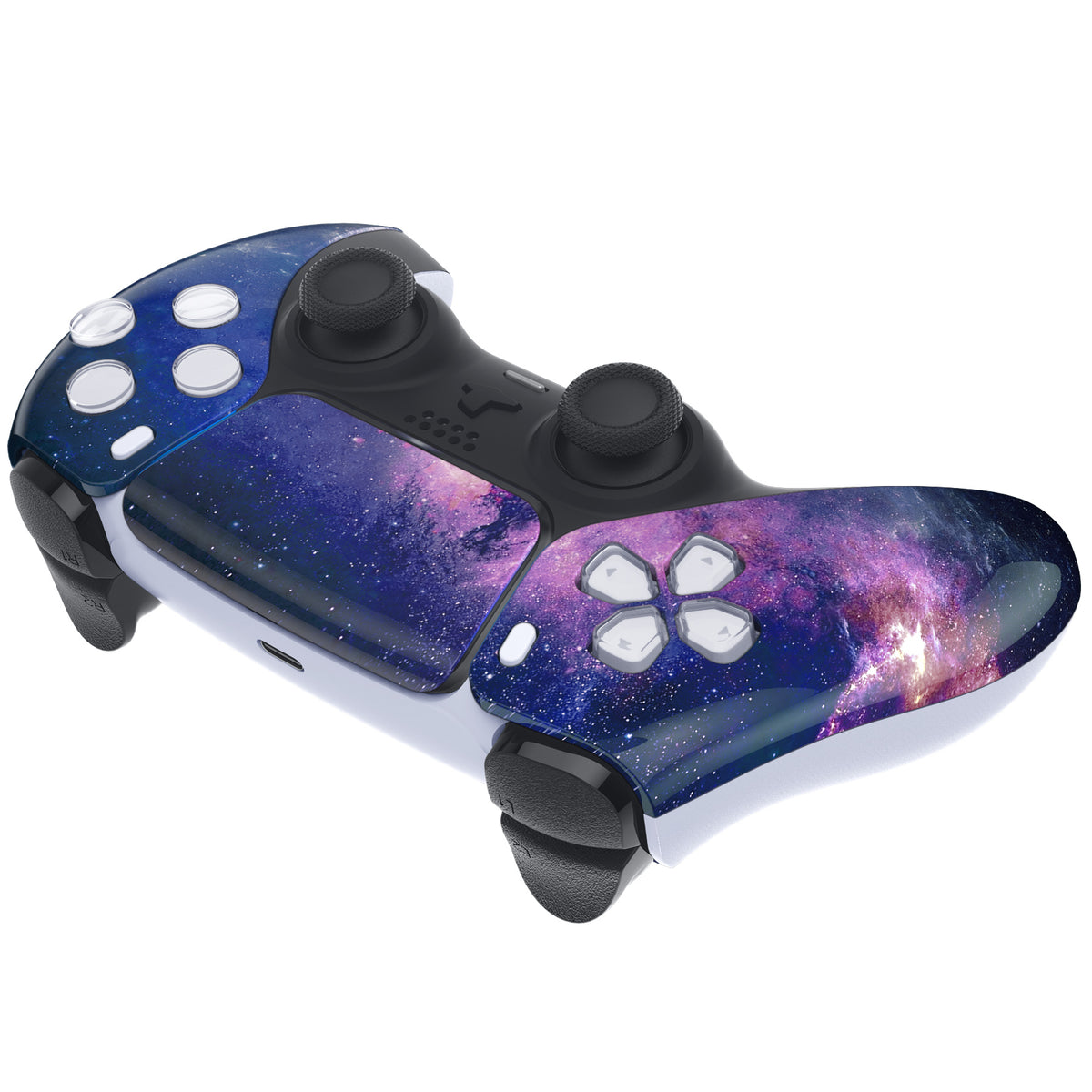 eXtremeRate Replacement Front Housing Shell with Touchpad Compatible with PS5 Controller BDM-010/020/030/040/050/060 - Nebula Galaxy
