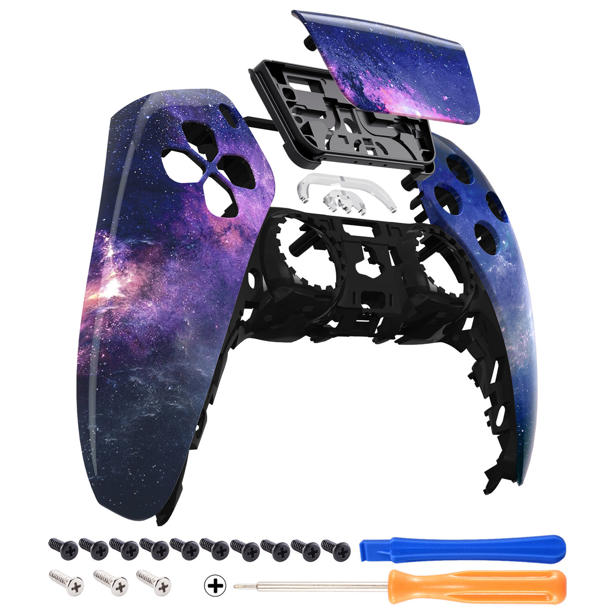 eXtremeRate Replacement Front Housing Shell with Touchpad Compatible with PS5 Controller BDM-010/020/030/040/050/060 - Nebula Galaxy