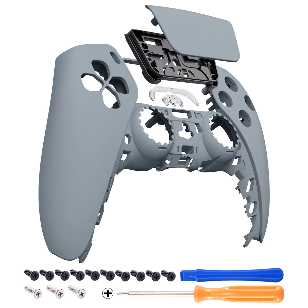 eXtremeRate Replacement Front Housing Shell with Touchpad Compatible with PS5 Controller BDM-010/020/030/040/050/060 - New Hope Gray
