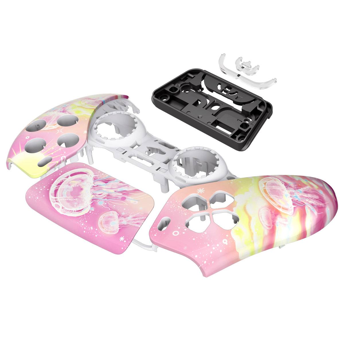 eXtremeRate Replacement Front Housing Shell with Touchpad Compatible with PS5 Controller BDM-010/020/030/040/050 - Pinky Jellyfish Heaven
