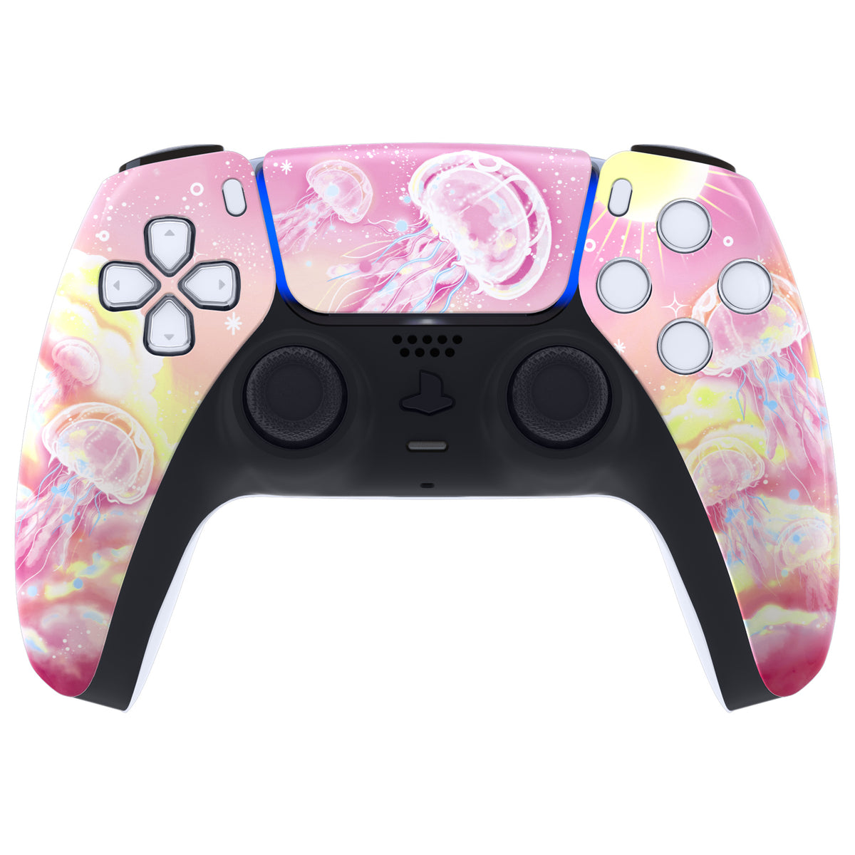 eXtremeRate Replacement Front Housing Shell with Touchpad Compatible with PS5 Controller BDM-010/020/030/040/050 - Pinky Jellyfish Heaven