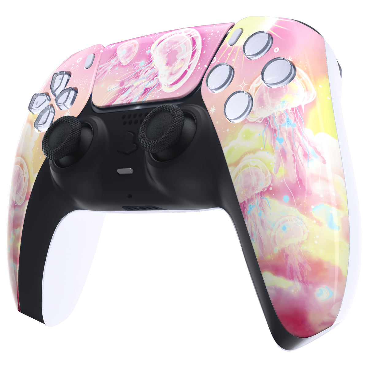 eXtremeRate Replacement Front Housing Shell with Touchpad Compatible with PS5 Controller BDM-010/020/030/040/050 - Pinky Jellyfish Heaven