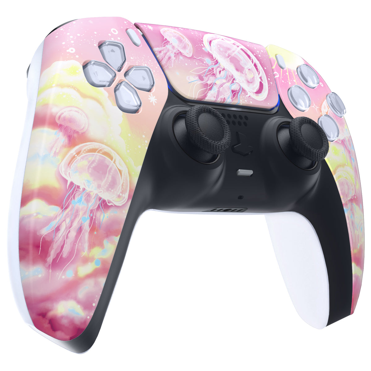 eXtremeRate Replacement Front Housing Shell with Touchpad Compatible with PS5 Controller BDM-010/020/030/040/050 - Pinky Jellyfish Heaven