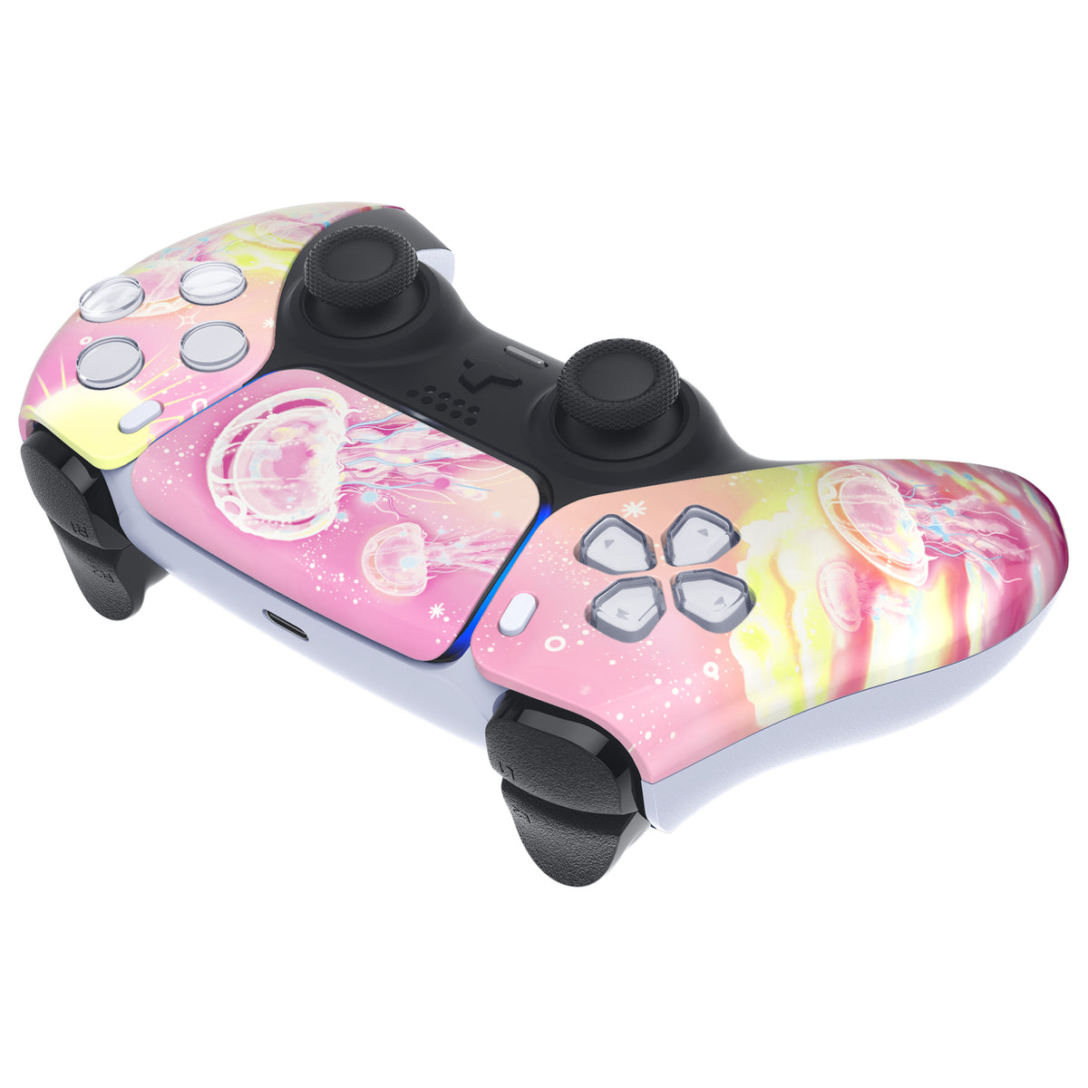 eXtremeRate Replacement Front Housing Shell with Touchpad Compatible with PS5 Controller BDM-010/020/030/040/050 - Pinky Jellyfish Heaven