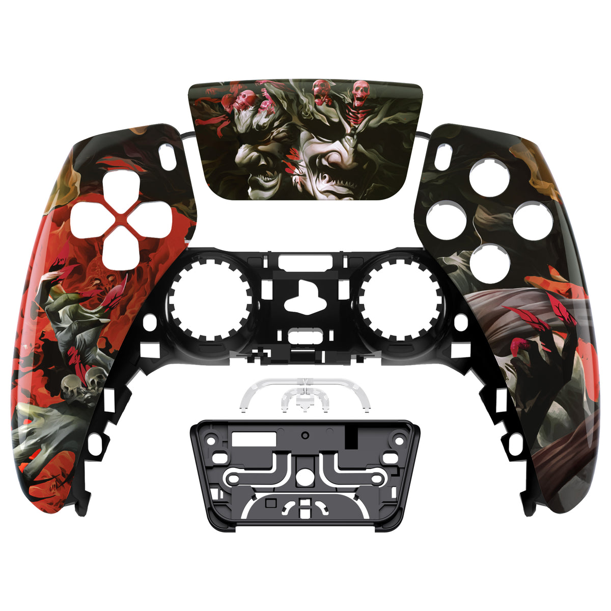 eXtremeRate Replacement Front Housing Shell with Touchpad Compatible with PS5 Controller BDM-010/020/030/040/050 - Rage of Asura