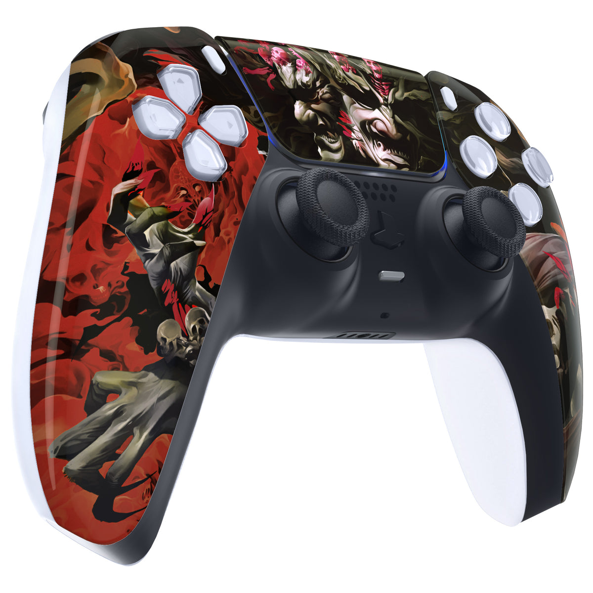 eXtremeRate Replacement Front Housing Shell with Touchpad Compatible with PS5 Controller BDM-010/020/030/040/050 - Rage of Asura