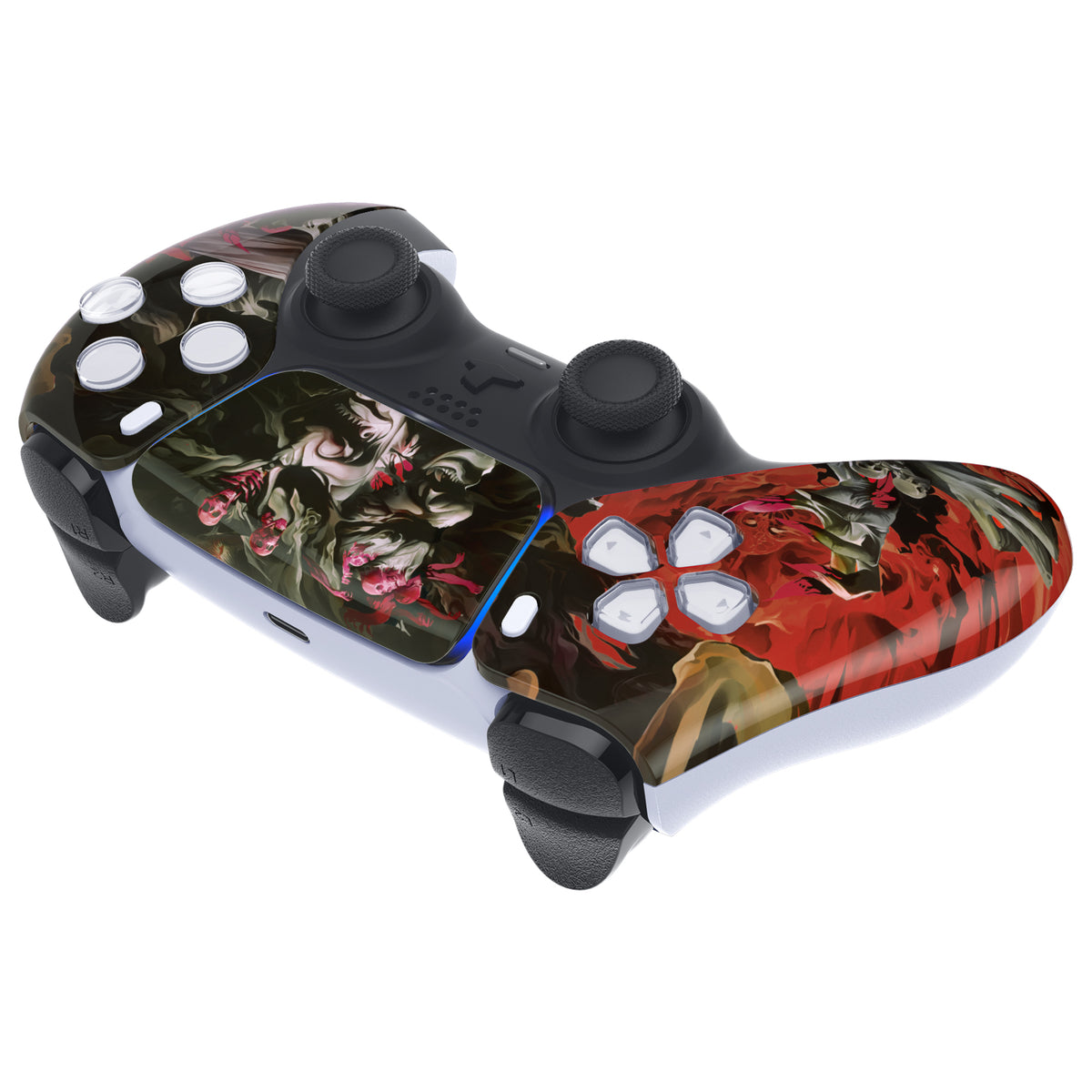 eXtremeRate Replacement Front Housing Shell with Touchpad Compatible with PS5 Controller BDM-010/020/030/040/050 - Rage of Asura