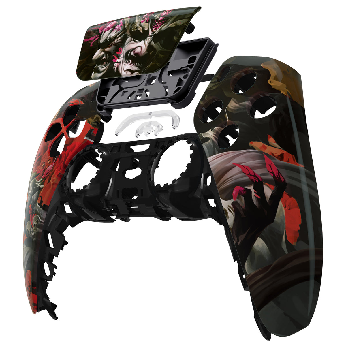 eXtremeRate Replacement Front Housing Shell with Touchpad Compatible with PS5 Controller BDM-010/020/030/040/050 - Rage of Asura